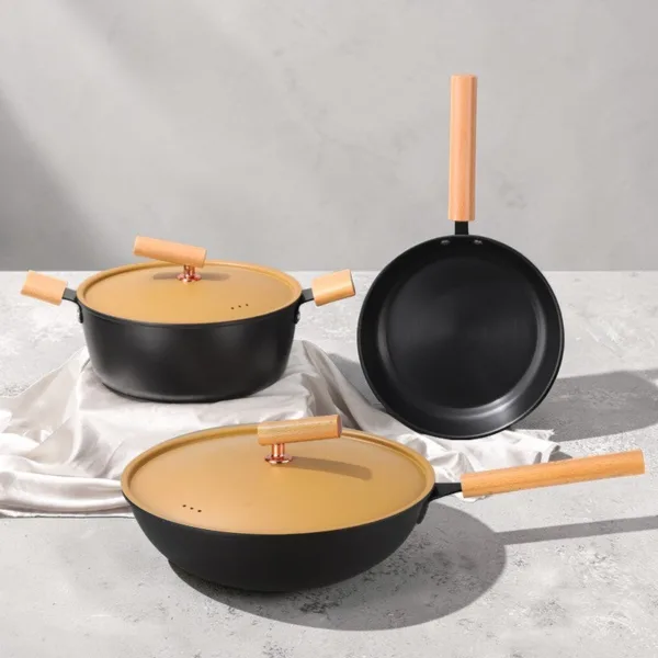 Wokset met deksel 3-delig