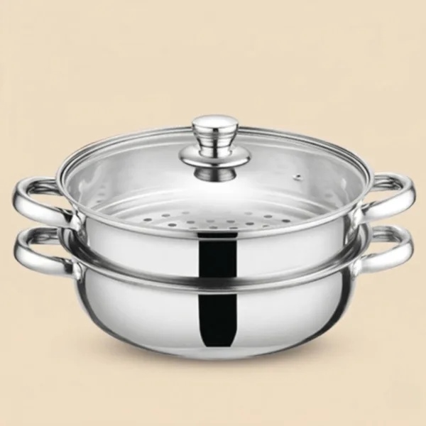 RVS wok met stoommand met deksel