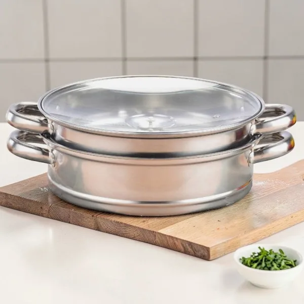 RVS wok met stoommand met deksel