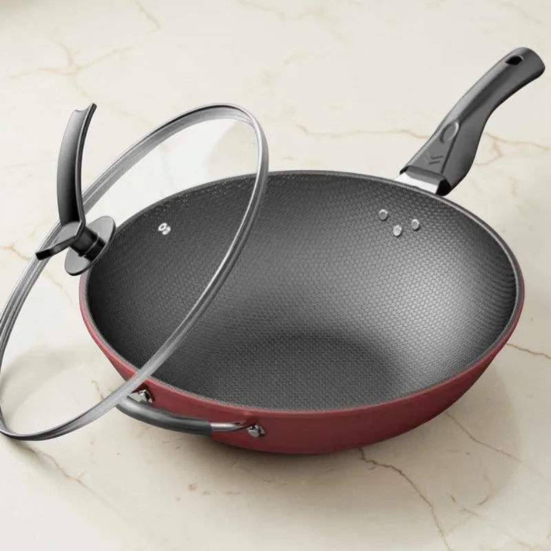 Grote wokpan met deksel