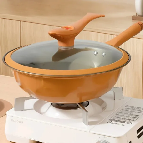 Professionele wokpan met deksel voor inductie