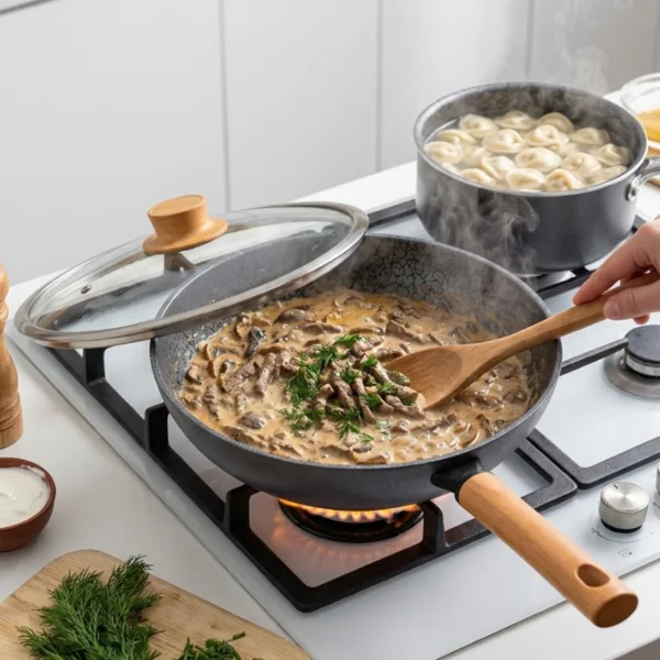 Wokpan met deksel 32 cm voor inductie