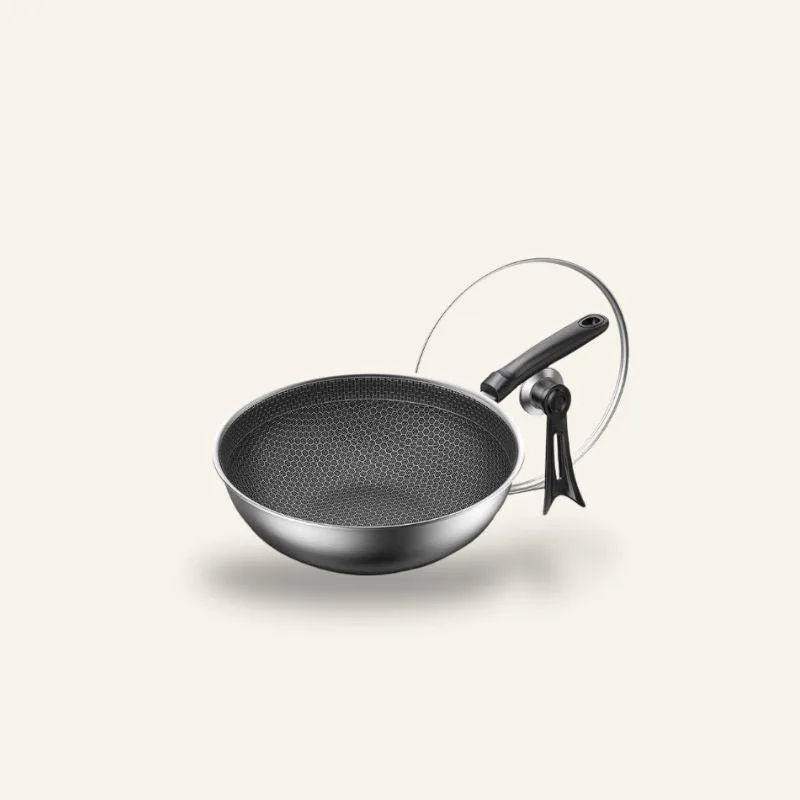 Akagi rvs wokpan met deksel 32 cm voor inductie