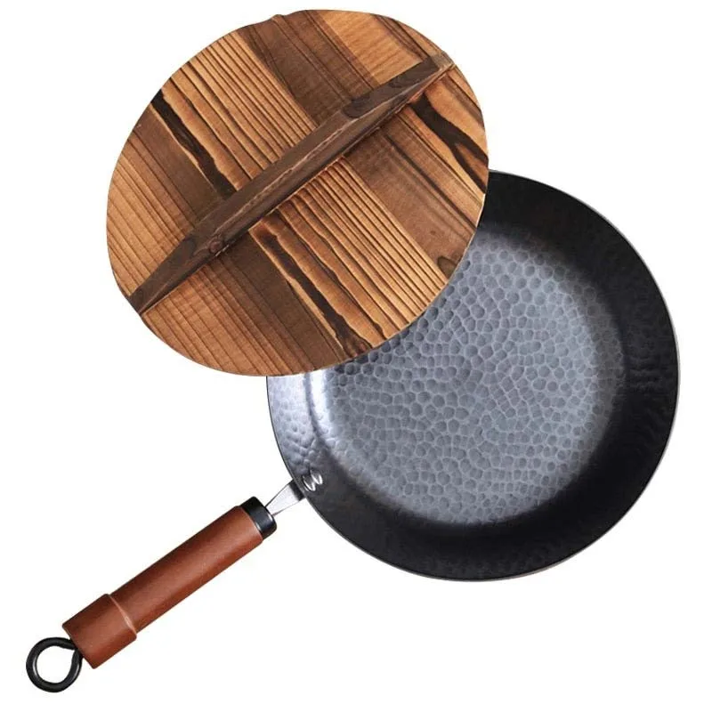 Le Pekaji Wok Acier au Carbone à Fond Plat