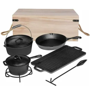Gietijzeren wokset voor barbecue