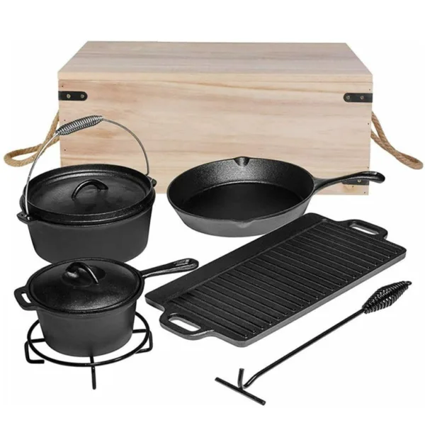 Gietijzeren wokset voor barbecue