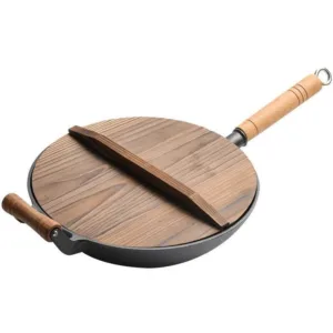 Hokan gietijzeren wokpan met deksel 32 cm