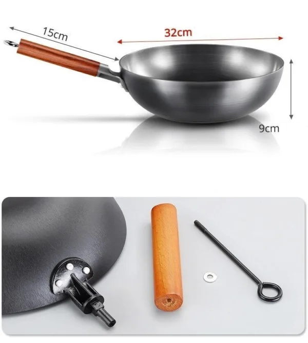 Oniri gietijzeren wokpan 32 cm voor inductie
