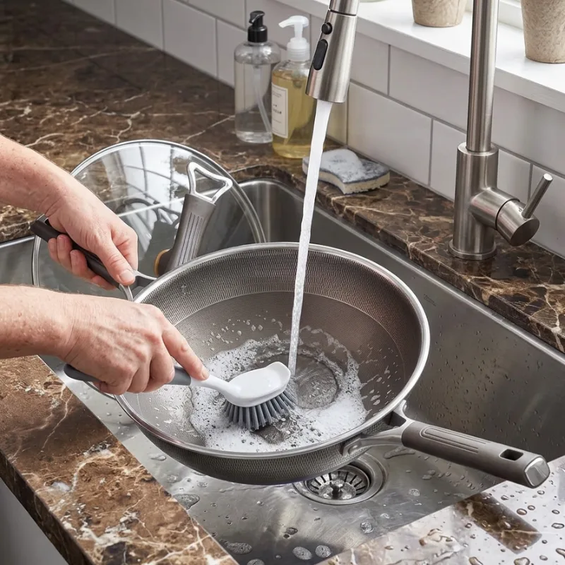 RVS wokpan met deksel, foto 6