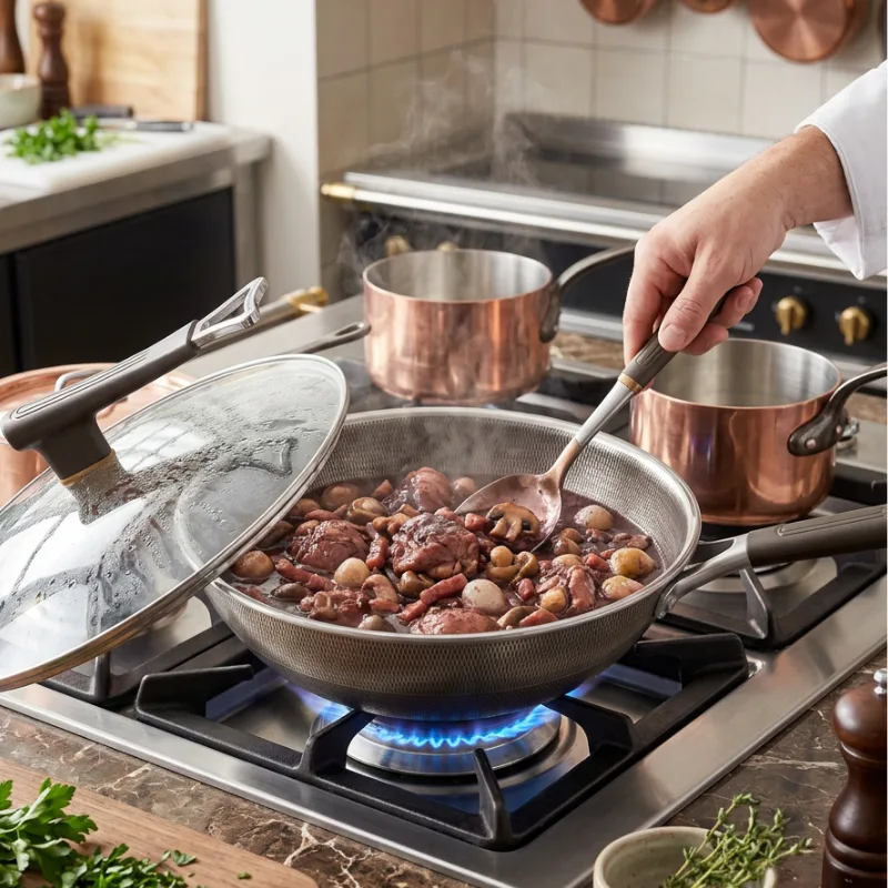 RVS wokpan met deksel, foto 10