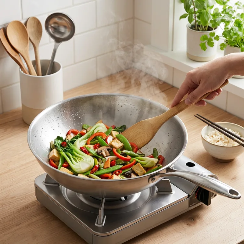 RVS wokpan voor inductie, foto 7