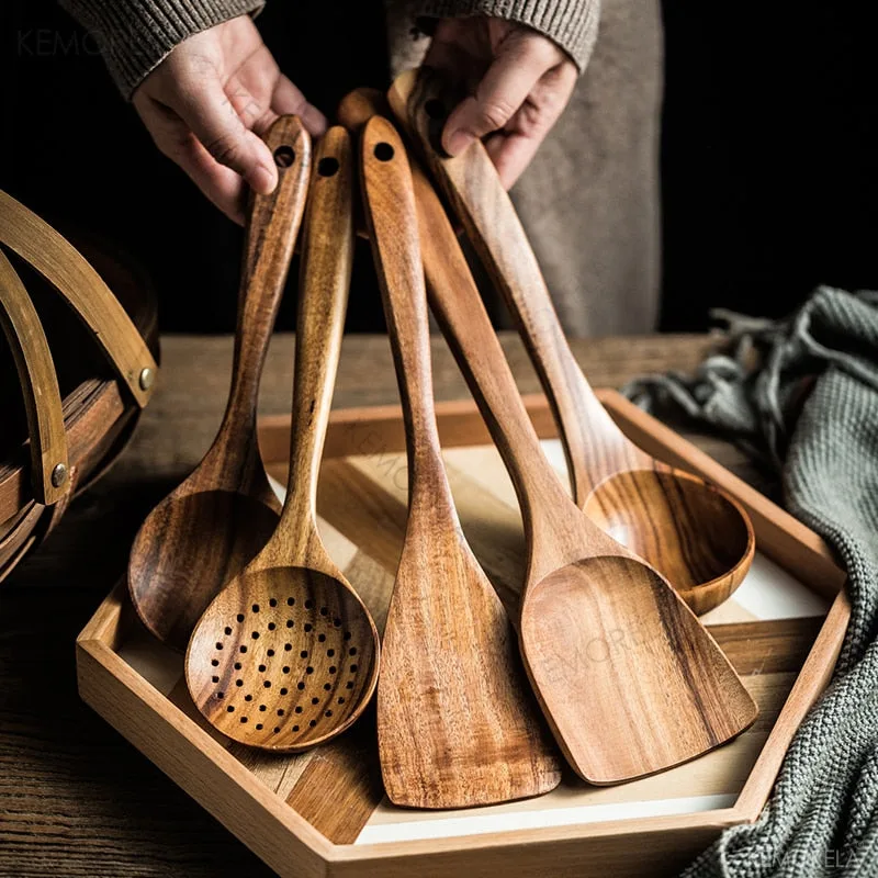 Wokspatel met houten steel